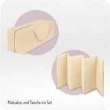 Matratze und Tragetasche im Set, beige, faltbar und handlich