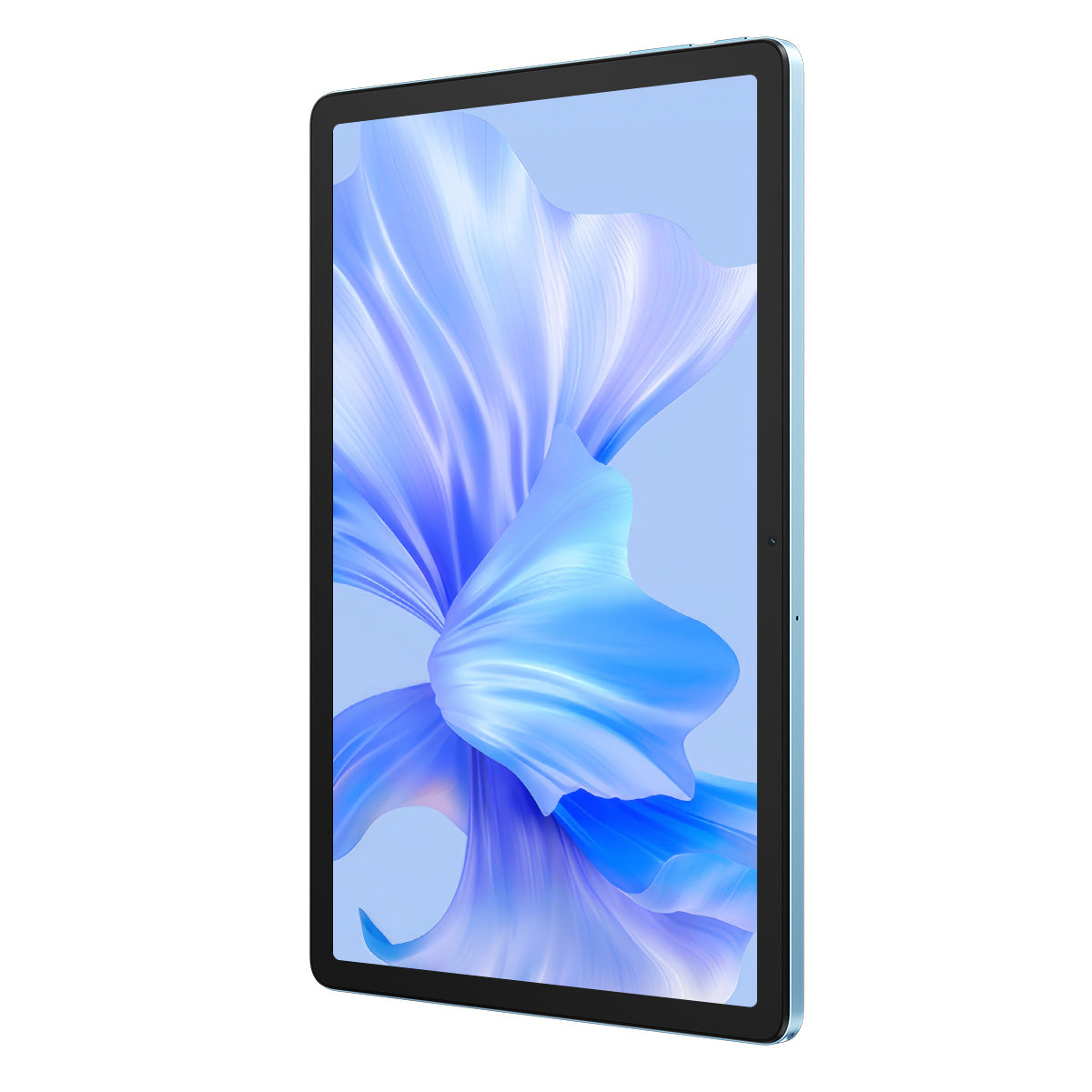 Blackview TAB 90 Blau WIFI- Ansicht der Vorderseite mit leuchtendem Display von rechts 