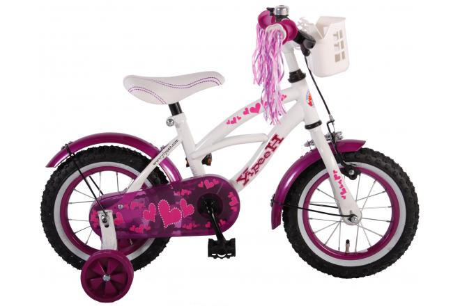 Volare Heart Cruiser Kinderfahrrad - Mädchen - 12 Zoll - Weiß/Lila
