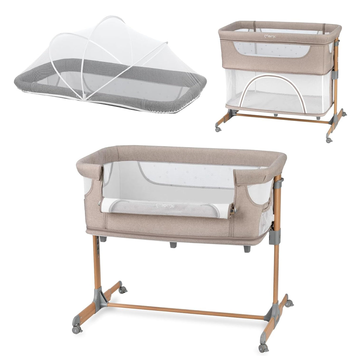 MoMi SMART BED 2.0 Kinderbett Grau mit 2 Schlafpositionen und Laufgitterfunktion für Kleinkinder