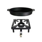 Hockerkocher + Gusseisenpfanne Ø 40 cm - ideal für Camping und Profiköche