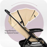 MoMi MIYA EVA – Buggy mit Einhand-Faltung, XL-Räder, Zubehör, verstellbar, Sonnenverdeck – Beige