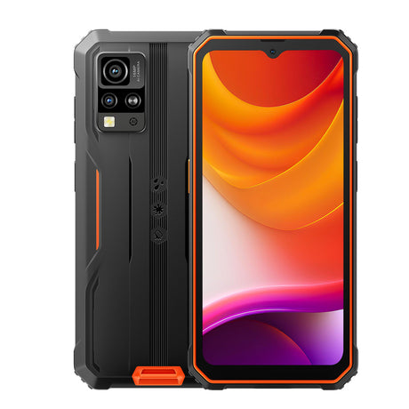 Blackview BV4800SE Outdoor Smartphone – Rückseite und Vorderseite frontal leicht überlappend und buntem Dispaly
