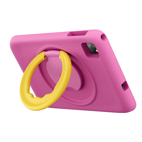 Blackview Tab A6 Kids – Haltering als Standfuß genutzt, robuste EVA-Schutzhülle in Pink
