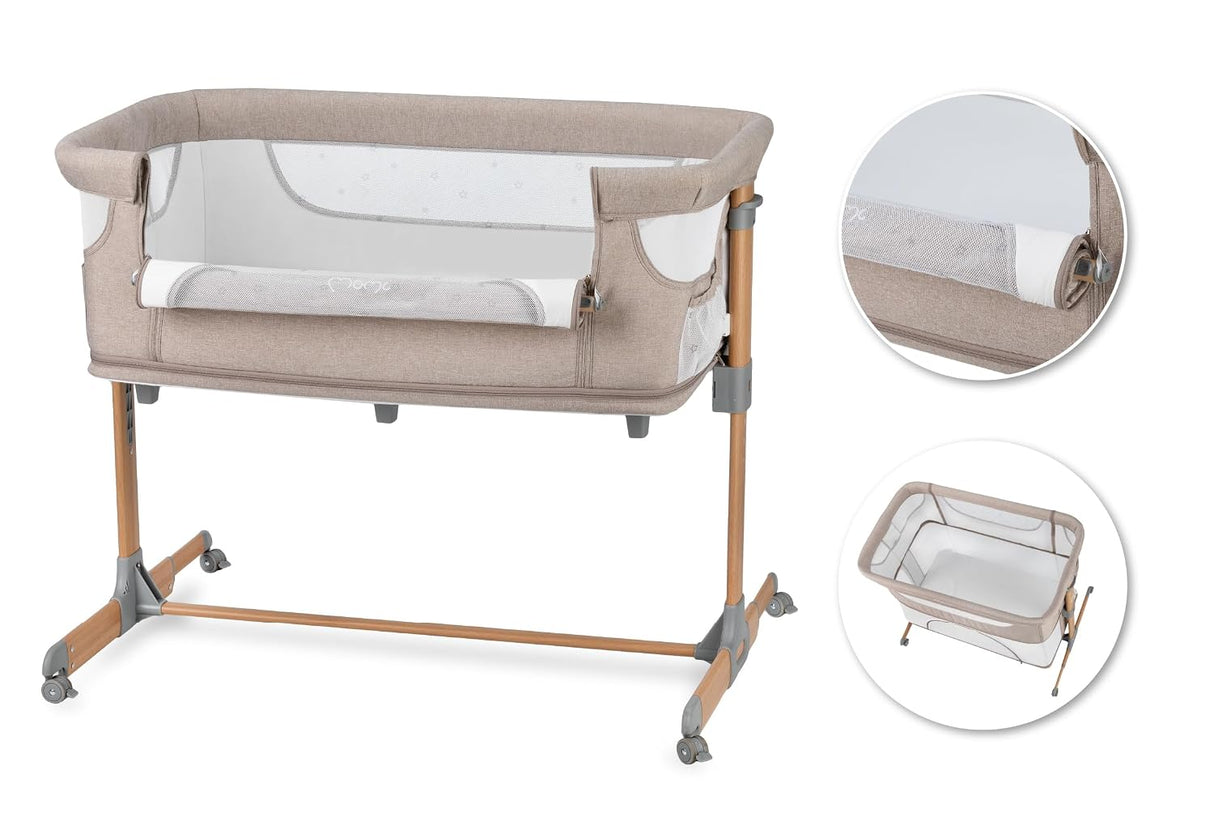 MoMi SMART BED 2.0 Kinderbett Grau mit 2 Schlafpositionen und Laufgitterfunktion für Kleinkinder
