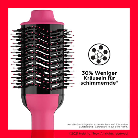 Aufdruck auf dem Gerät: 30% Weniger Kräuseln für schimmernden Glanz.