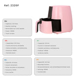 Jocca Heißluftfritteuse 3,8L 1450W Airfryer LED Touch 8 Programme fettarm Rosa