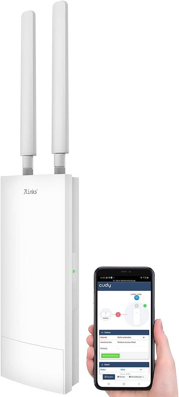 7links WLR-1260 Outdoor WLAN-Repeater – WiFi 6, 3000 Mbit/s, PoE, IP65, bis 150 m Reichweite