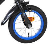 Schwarzes Fahrrad mit blauem Reifen und reflektierendem Element