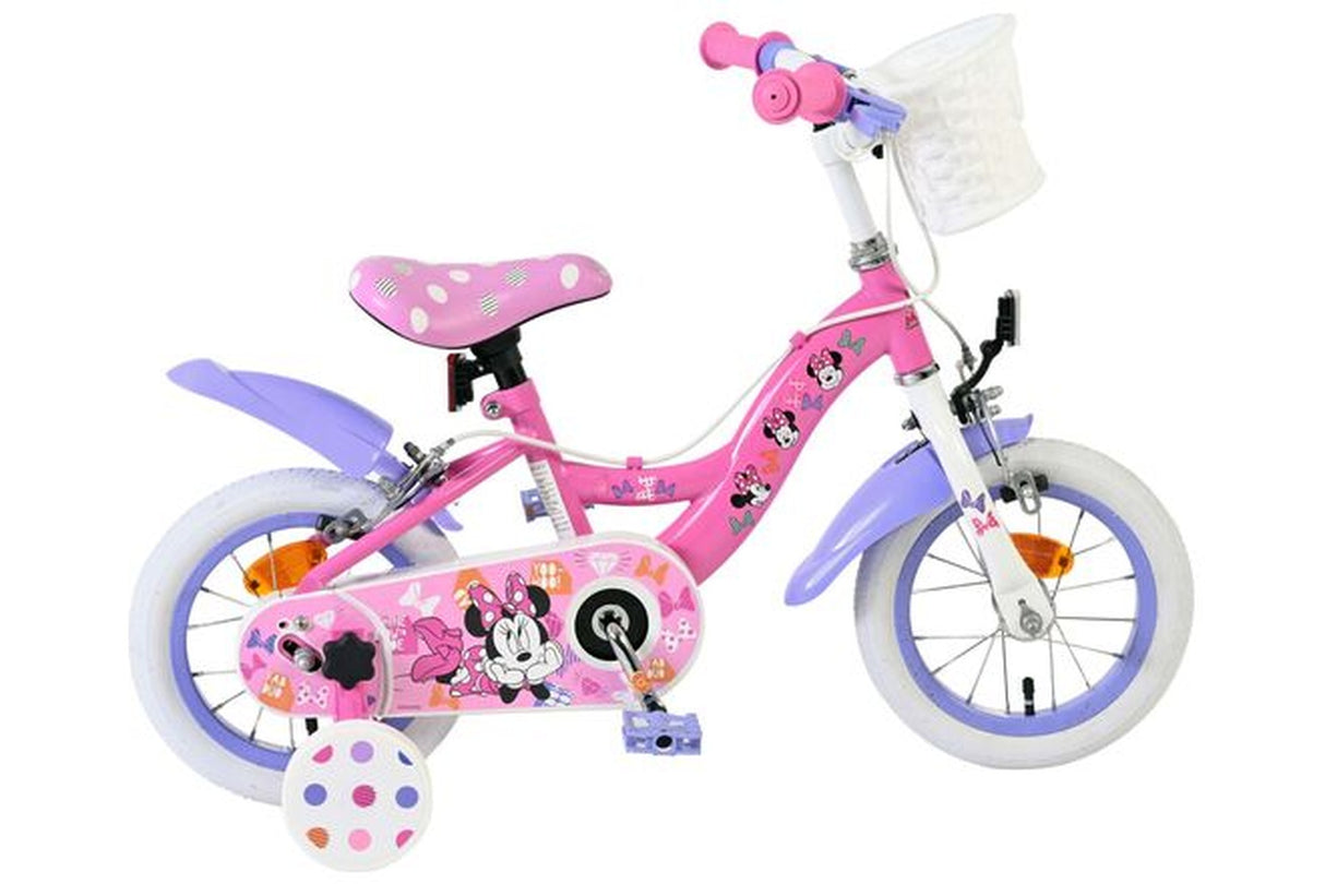 Volare Disney Minnie – die süßeste Minnie aller Zeiten! Kinderfahrrad - Mädchen - 12 Zoll - Rosa - Zwei Handbremsen