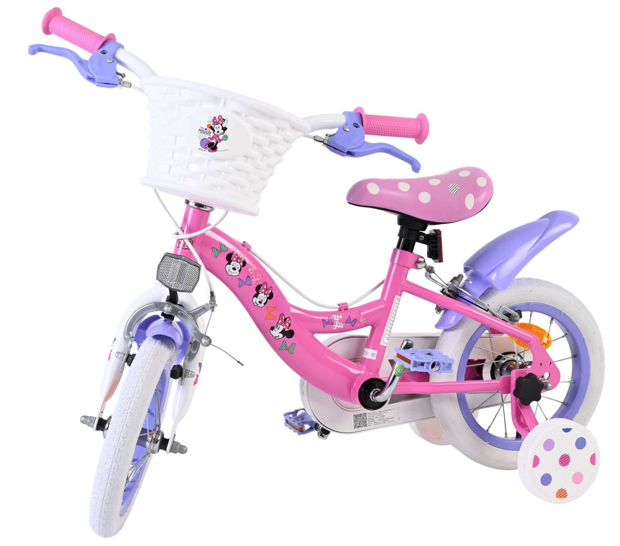Volare Disney Minnie – die süßeste Minnie aller Zeiten! Kinderfahrrad - Mädchen - 12 Zoll - Rosa - Zwei Handbremsen