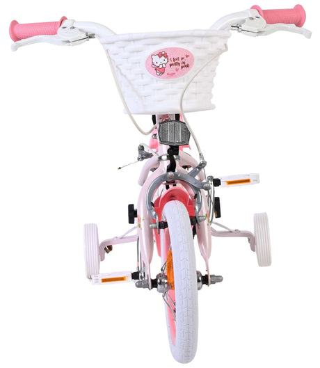 Rosa Kinderfahrrad mit Hello Kitty Korb und Stützrädern