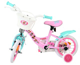 Kinderfahrrad in Pink und Türkis mit Korb und Stützrädern