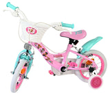 Kinderfahrrad in Pink und Türkis mit Korb und Aufklebern