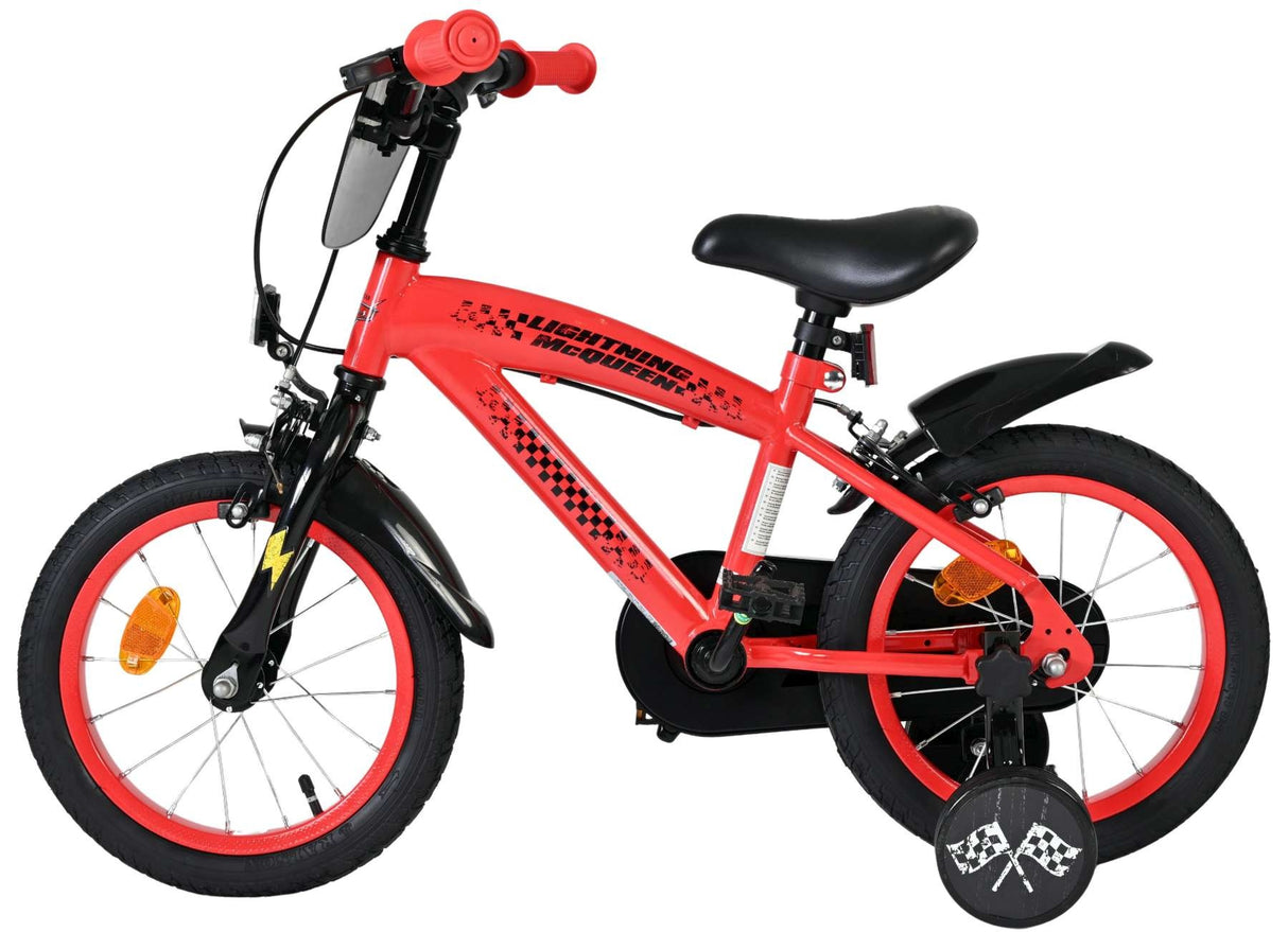 Volare Disney Cars Kinderfahrrad - Jungen - 14 Zoll - Rot - Zwei Handbremsen