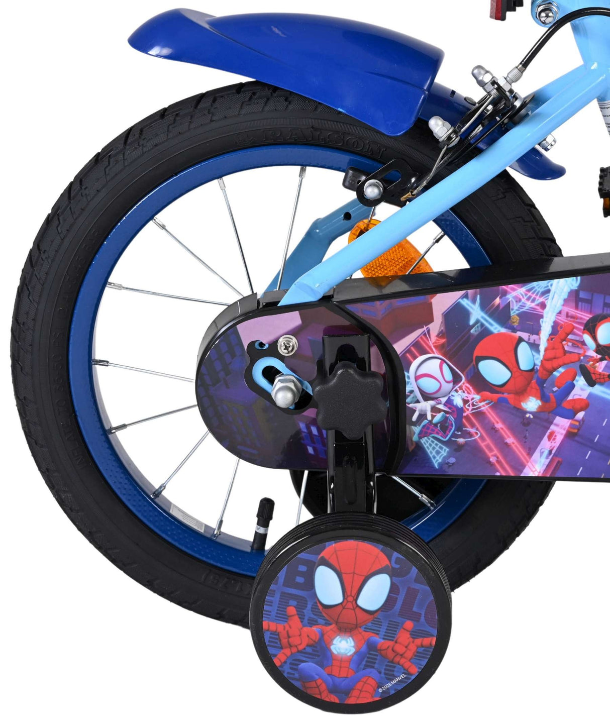 Volare Spidey Kinderfahrrad - Jungen - 14 Zoll - Blau Rot - Zwei Handbremsen