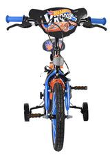 Kinderfahrrad in Blau und Orange mit Stützrädern und sportlichem Design