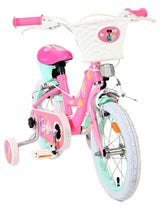 Kinderfahrrad in Pink und Mintgrün mit Korb und Trainingst stabilisatoren