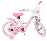 Rosa Kinderfahrrad mit Hello Kitty Design und Korb vorne