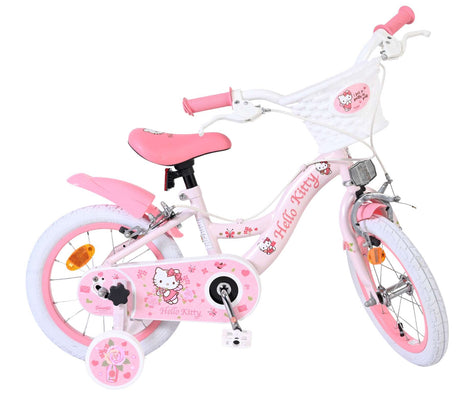Kinderfahrrad in Pink mit Hello Kitty Motiven und weißen Reifen