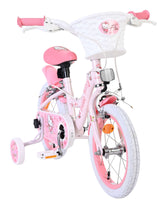 Rosa Kinderfahrrad mit Hello Kitty Design und weißem Korb