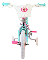 Kinderfahrrad in Pink und Blau mit Korb und Stützrädern