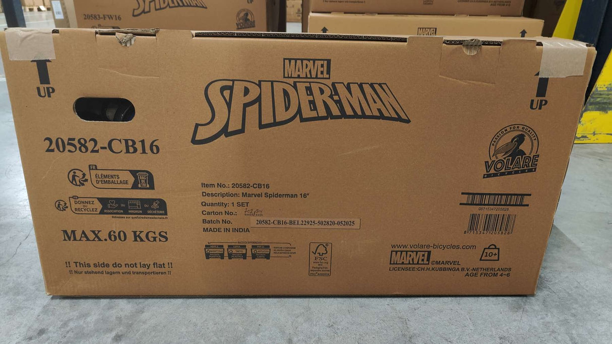 Volare Spider-Man Kinderfahrrad - Jungen - 16 Zoll - Rot