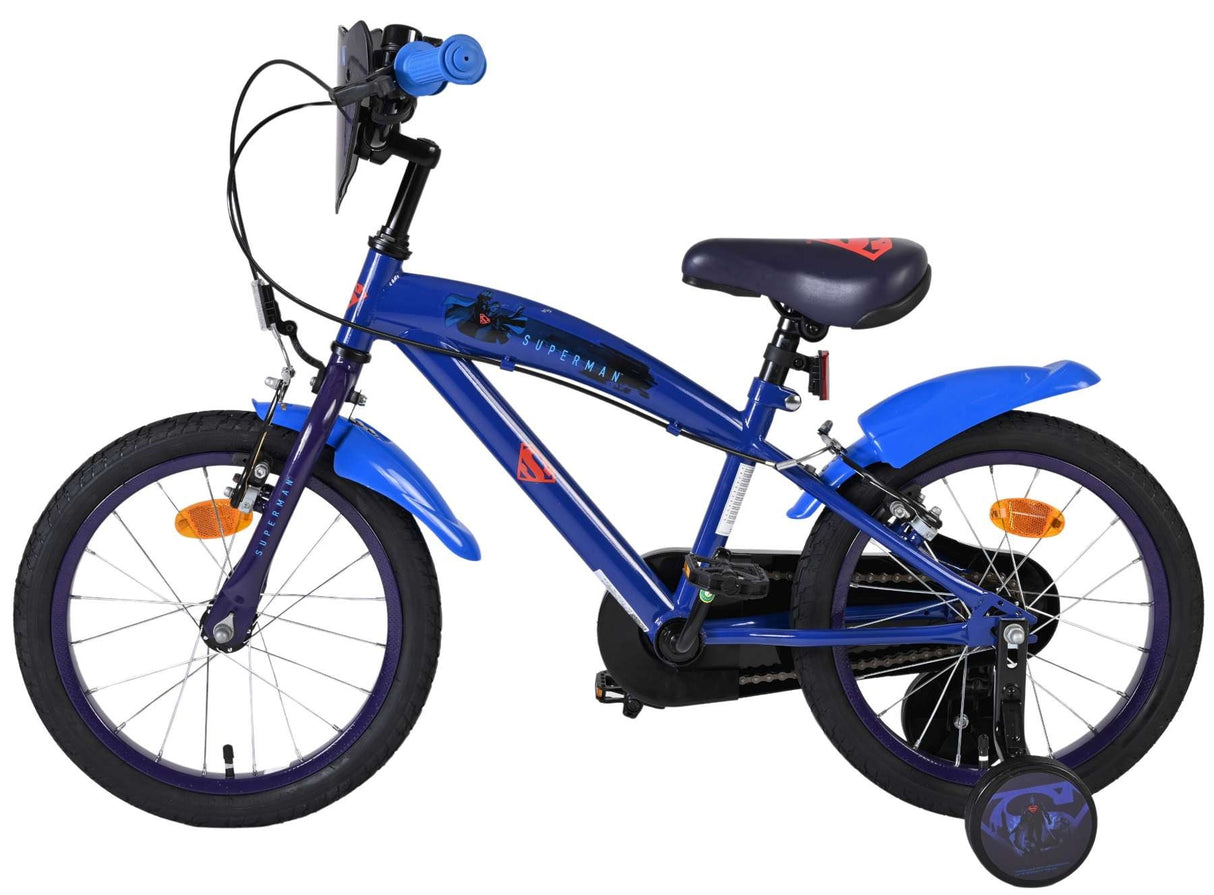 Volare Superman Kinderfahrrad - Jungen - 16 Zoll - Blau - Zwei Handbremsen