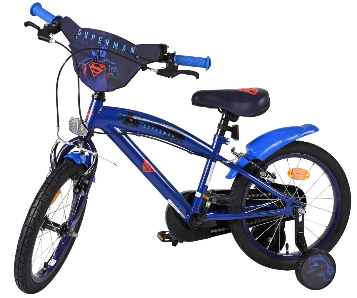 Volare Superman Kinderfahrrad - Jungen - 16 Zoll - Blau - Zwei Handbremsen