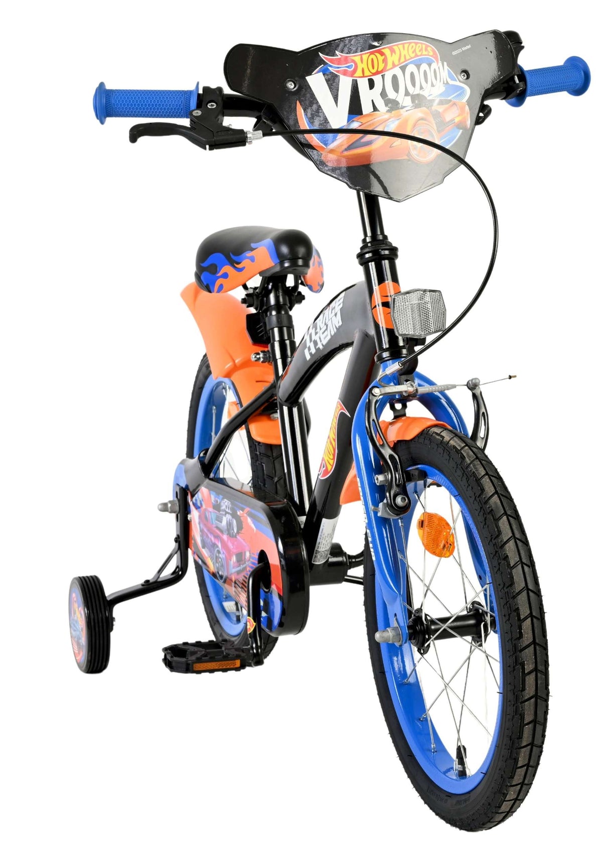 Kinderfahrrad mit buntem Design, Stützrädern und sportlichem Lenker