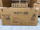 Kartonverpackung für Spielzeugautos, braun, mit Produktinformationen und Warnhinweisen