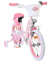 Rosa Kinderfahrrad mit Hello Kitty Design und Korb vorne