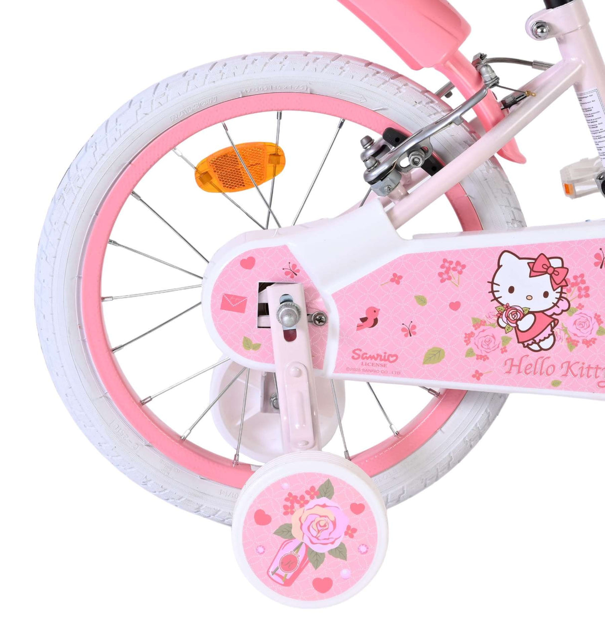 Rosa Kinderfahrrad mit Hello Kitty Design und weißen Reifen