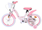 Rosa Kinderfahrrad mit Korb, weißen Reifen und niedlichem Design