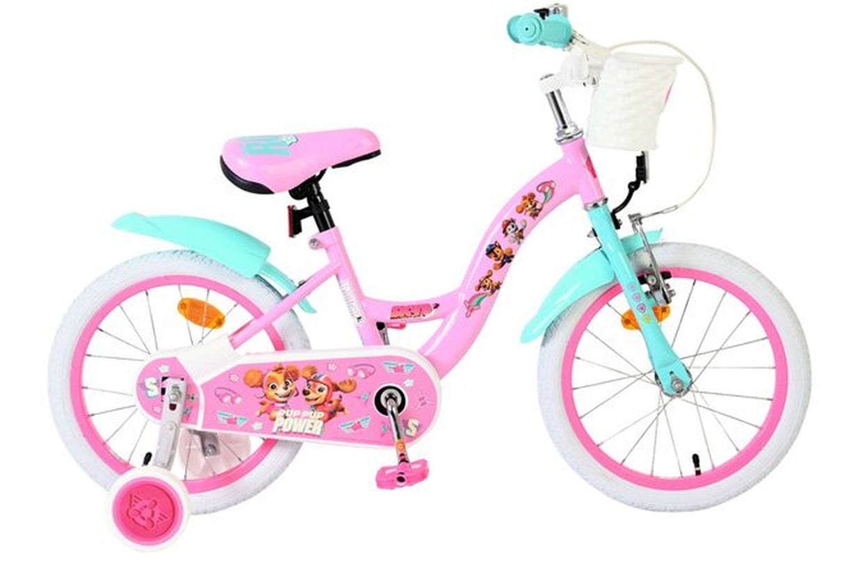 Kinderfahrrad in Pink mit weißen Reifen und niedlichem Design