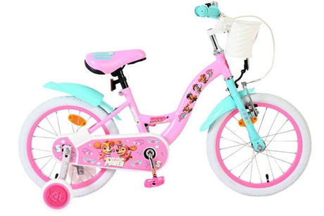 Kinderfahrrad in Pink mit weißen Reifen und niedlichem Design