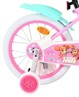 Volare Paw Patrol Kinderfahrrad Mädchen 16 Zoll Rosa mit abnehmbaren Stützrädern, Korb und Puppensitz