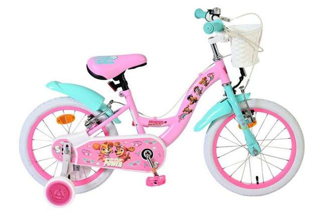 Kinderfahrrad in Pink und Türkis mit 16-Zoll-Rädern und Korb