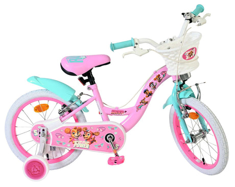 Kinderfahrrad in Pink und Türkis mit Korb und Stützrädern