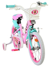 Kinderfahrrad in Pink und Türkis mit Korb und Stützrädern