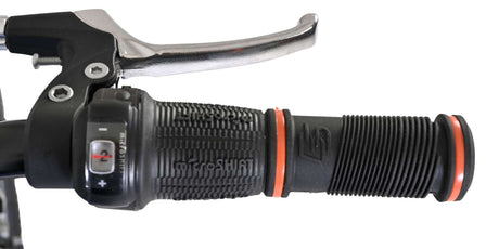 Fahrradgriff mit Schalt- und Bremshebel in Schwarz und Orange