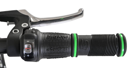 Fahrradlenker mit Bremshebel und gummiertem Griff in Schwarz und Grün