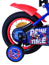 Kinderfahrrad mit roten und blauen Farben, stabilen Stützrädern und Sonic-Motiv