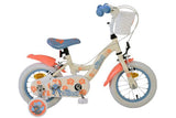 Kinderfahrrad mit bunten Blumenmotiven und einem Stitch-Design
