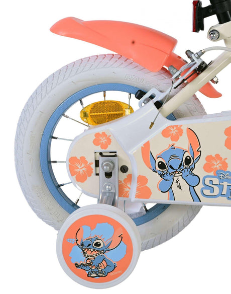 Fahrrad mit niedlichem Stitch-Motiv und Stützrädern in Pastellfarben