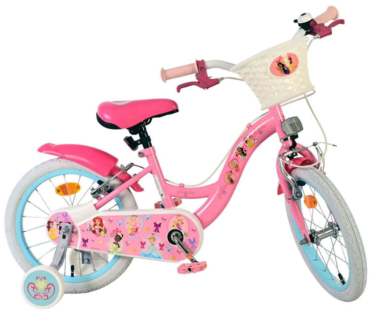 Volare Magic Royals Kinderfahrrad für Mädchen, 16 Zoll, rosa mit Handbremsen