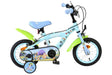 Kinderfahrrad in Blau mit buntem Design und Stützrädern