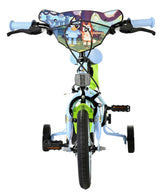 Kinderfahrrad in Grün und Blau mit buntem Lenkerdesign