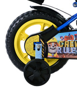 Buntes Kinderfahrrad mit gelben Rädern und stabiler Hinterachse