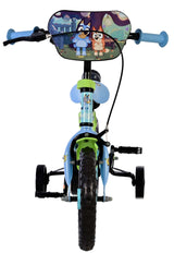 Kinderfahrrad mit blauem Rahmen und buntem Lenkerdesign